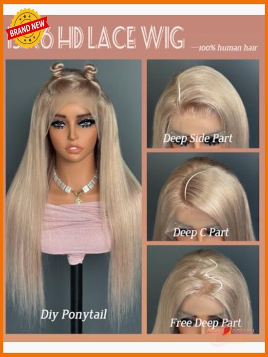 13x6 Straight Lace Front Wig Human Hair Glueless HD Transparent 180 Density main image 4